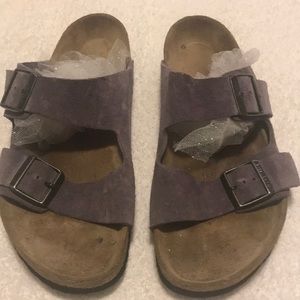 Purple suede two strap sandals Birkenstock